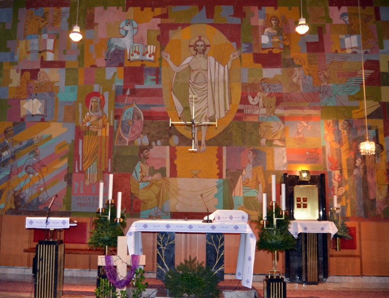Osrednja freska v cerkvi sv. Lucije v Dražgošah - Foto: Župnija Dražgoše