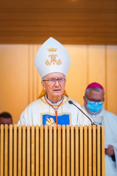 Državni tajnik nj. em. kardinal Pietro Parolin je leta 2021 obiskal Brezje - Foto: Janez Kotar